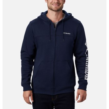 Columbia Muške Majice S Kapuljačom - Logo Full Zip Fleece Tamnoplave Bijele | YBSN-38645